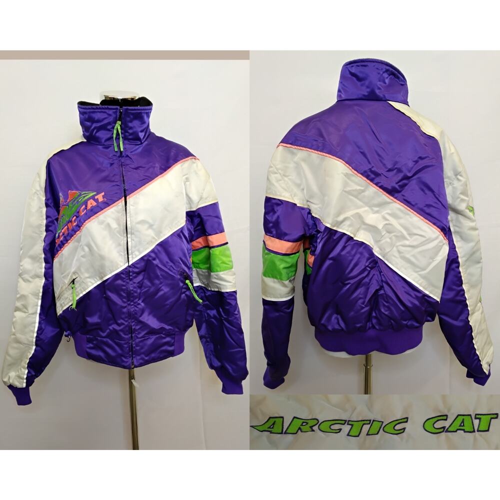 Arctic Cat Snowmobile Jacket Women's L Purple Embroidered Vintage #Z5353